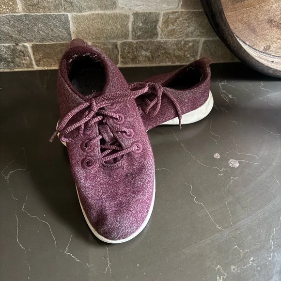 Allbirds Kids’ Smallbirds Wool Maroon Sneakers sz 3 - Picture 2 of 9